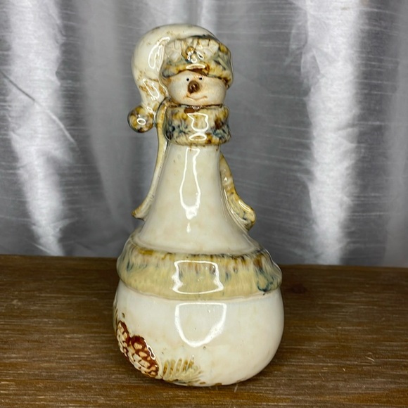 Ceramic Glazed Snowman with Scarf - Picture 1 of 8
